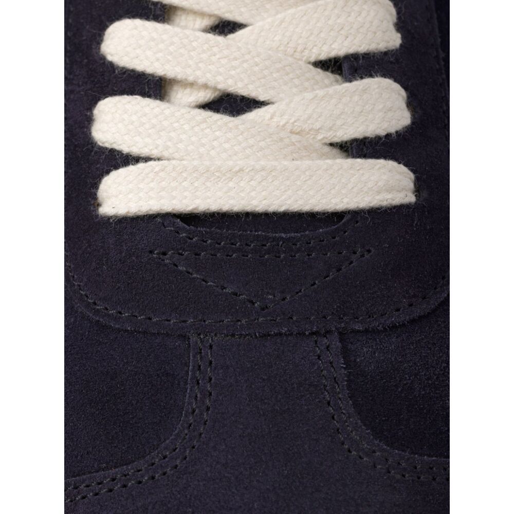 Prada Low-top Suede Sneakers With Rubber Sole In Blue