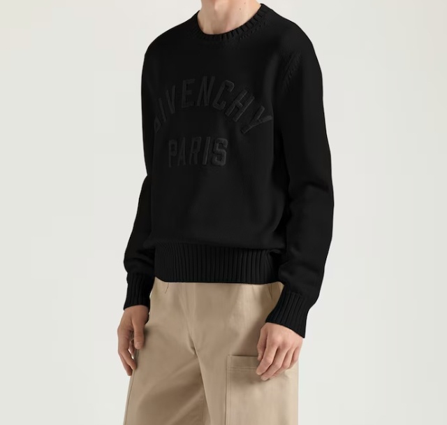 Givenchy Mens Black Logo-embroidered Crewneck Knitted Cotton Jumper Xl In Black