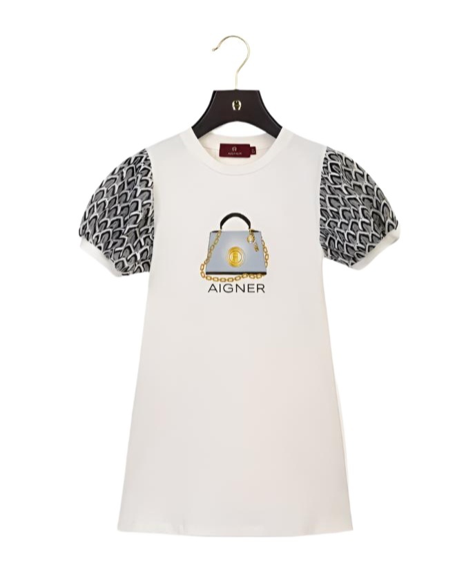 Aigner Short Sleeve Dress In White