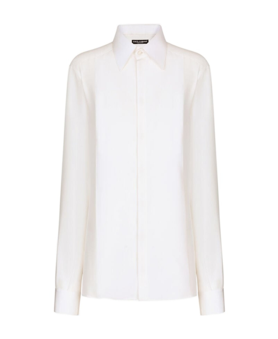 Dolce & Gabbana Silk Crepe De Chine Shirt In White
