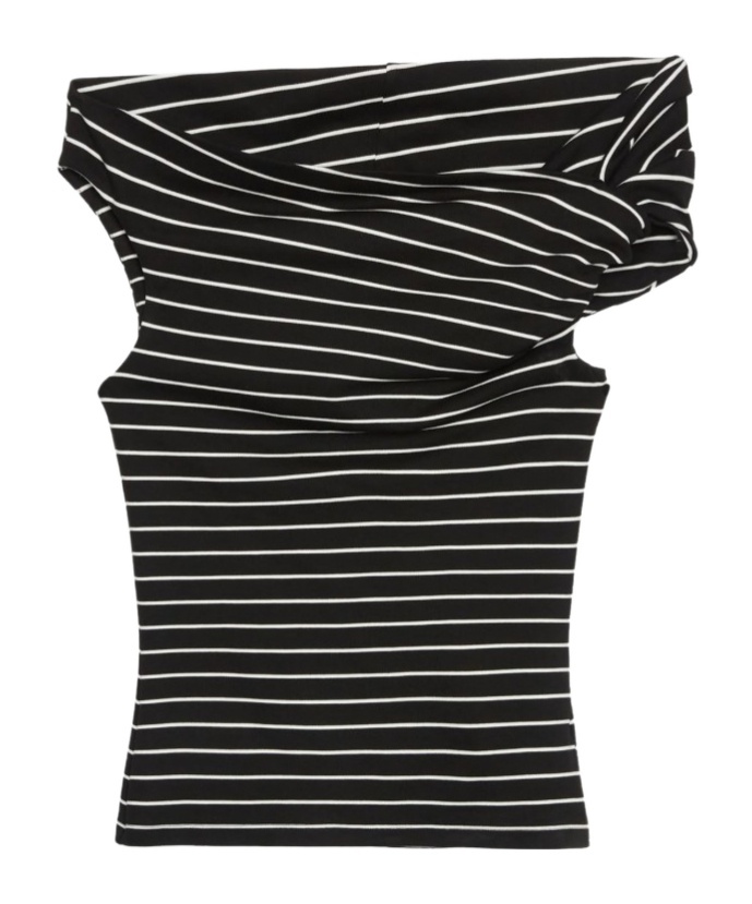 Msgm Striped Tank Top In Black
