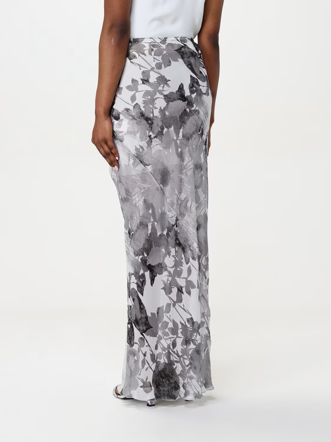 Shop Patrizia Pepe Flower-print Maxi Skirt