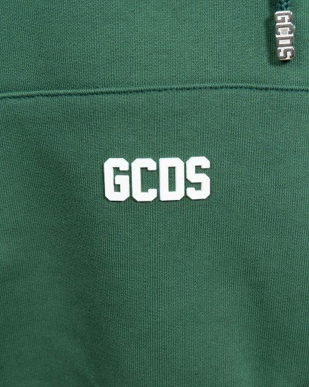 Gcds Cotton Sweatshirt With Contrasting Embroidered Mini Logo In Green