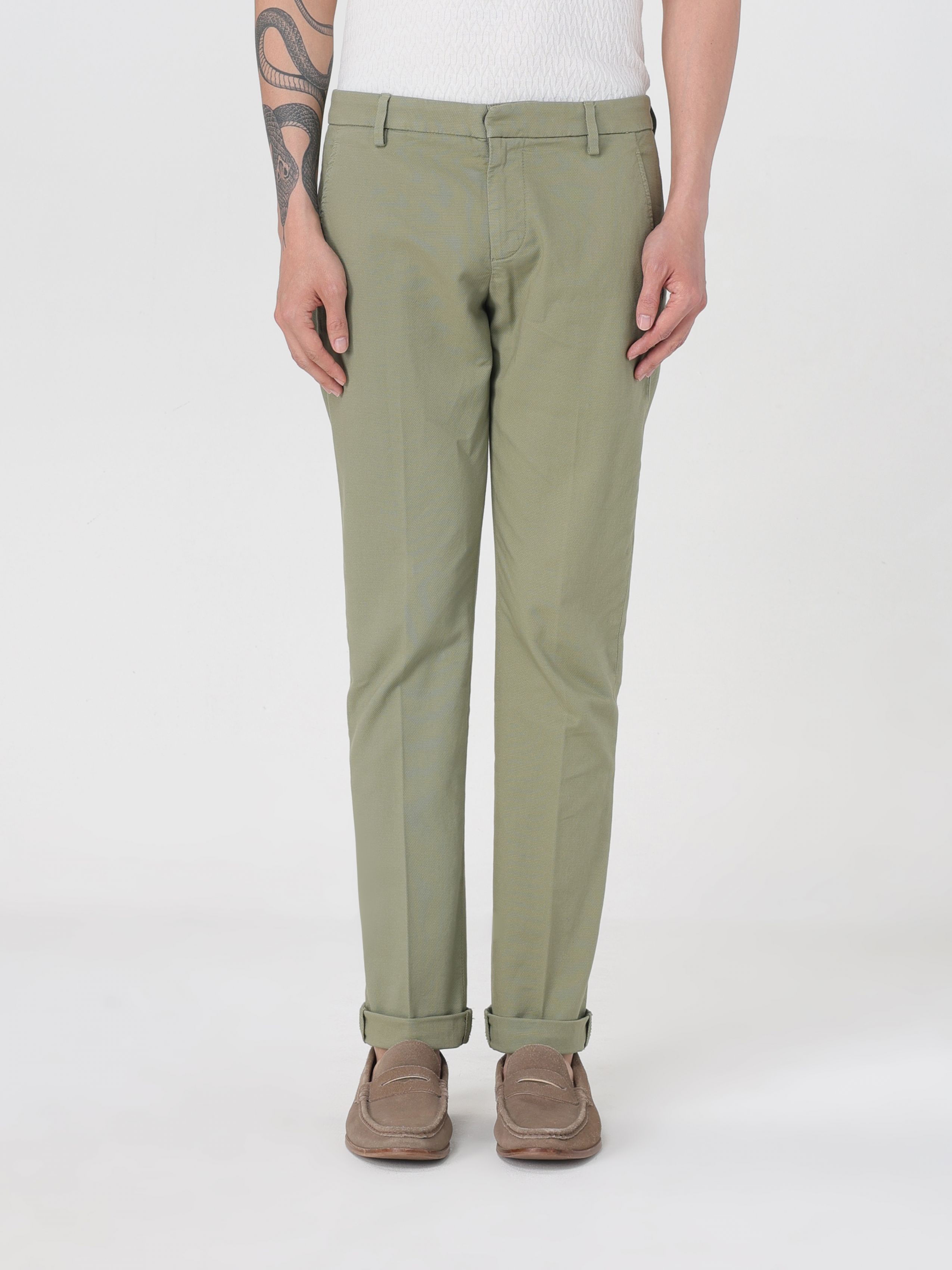 Dondup Belt Loop Casual Pants In Green