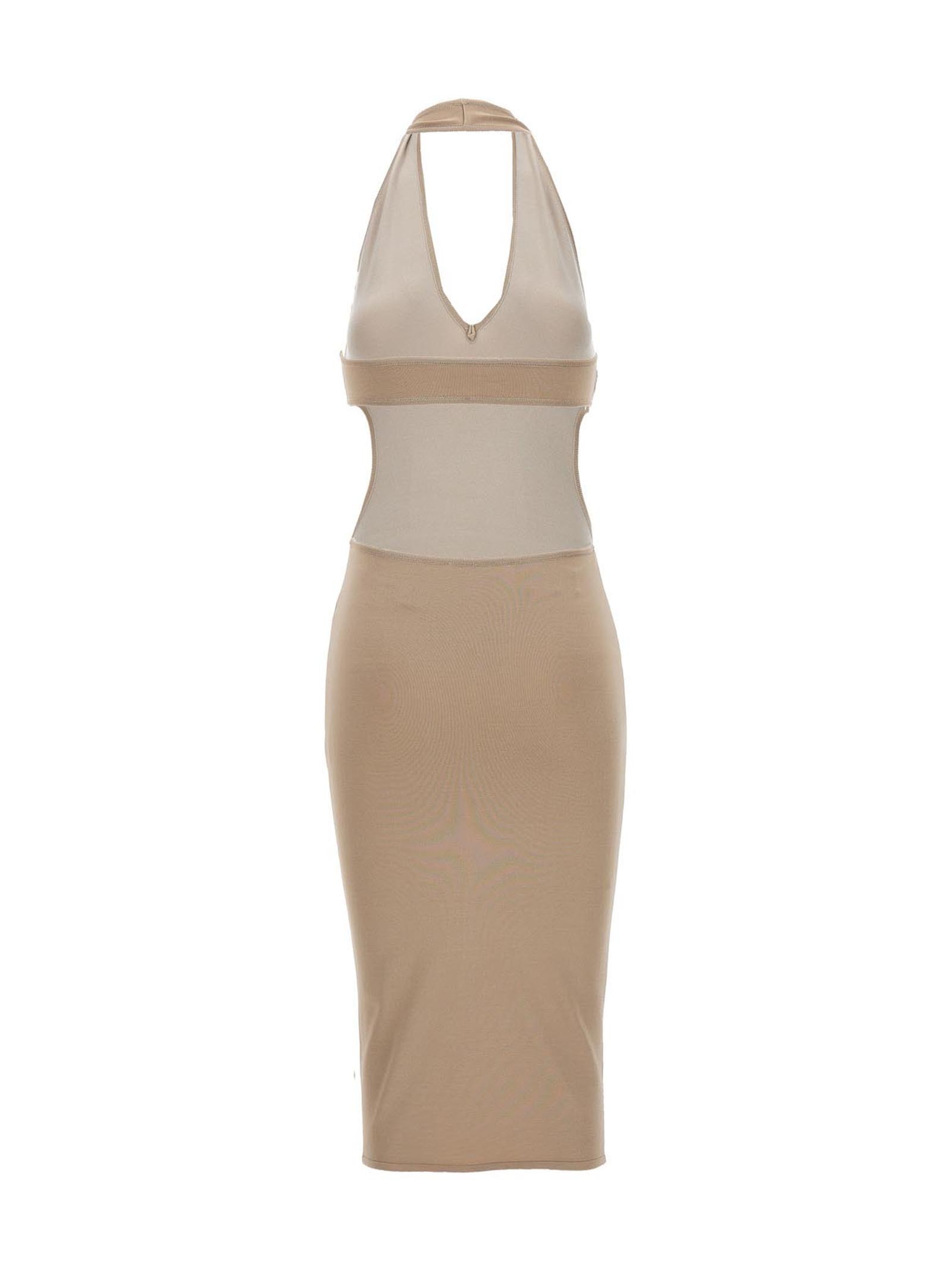 Alexandre Vauthier Halterneck Sleeveless Dress In Nude