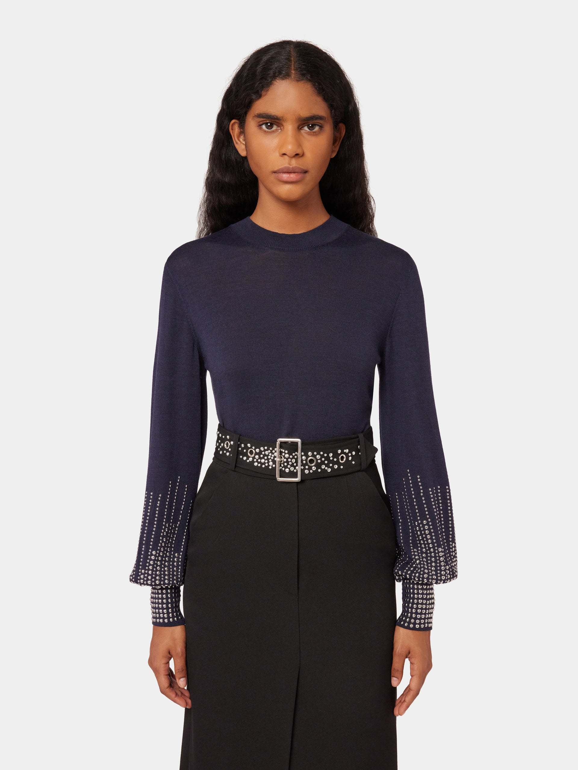 RABANNE RIVET CUFF WOOL SWEATER