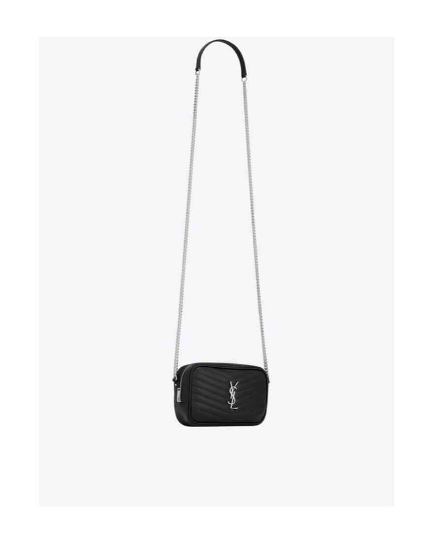 Saint Laurent Mini Lou Black Calfskin Leather Crossbody Handbag For Women Ss24 In Black