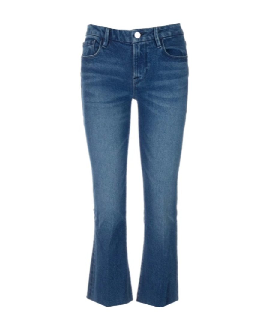 Frame High-rise Cropped Jeans In Blue