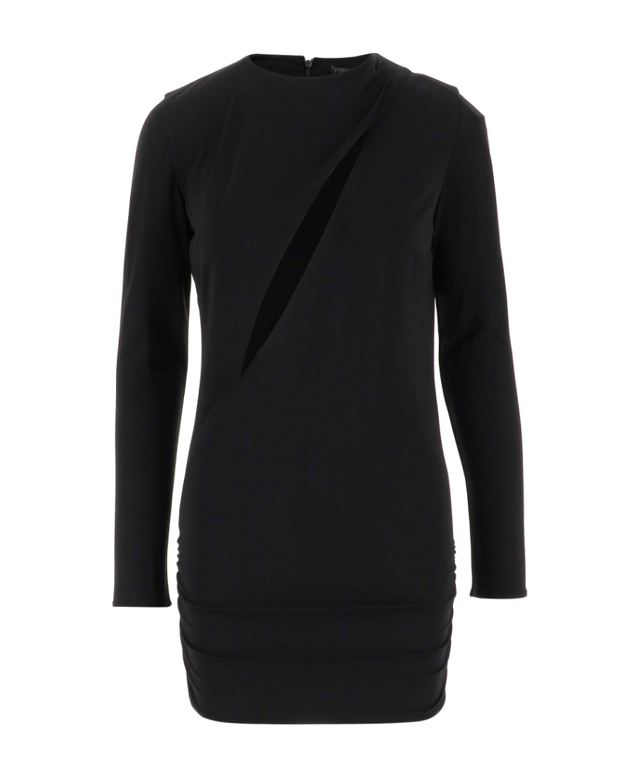 Versace Black Fitted Minidress With Cut-out Detail In Viscose Woman In Black
