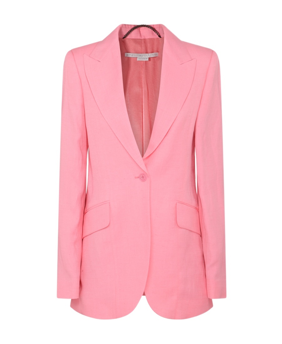 Stella Mccartney Viscose And Linen Single-breasted Blazer In Pink