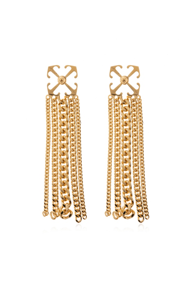 Off-white Arrows-motif Drop Earrings In Gold