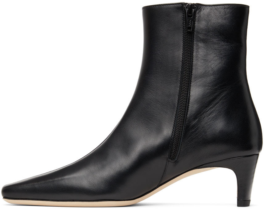 Staud Ankle Boot With Pointed Toe And Kitten Heel In Black
