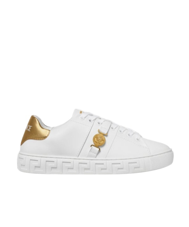Versace Greek-key Emblem Sneakers In White