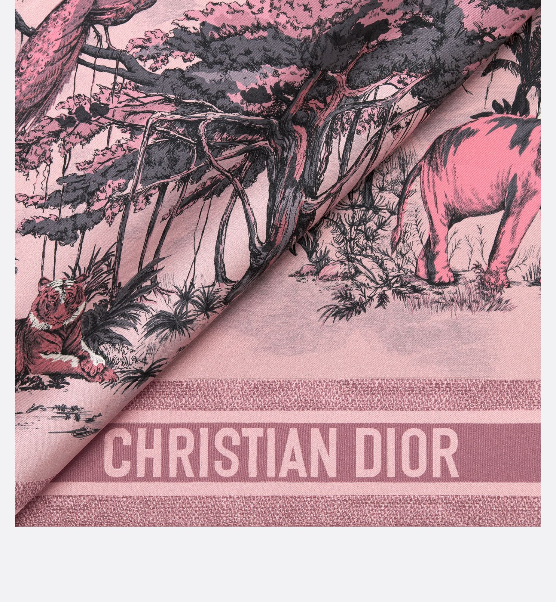 Shop Dior Square 90 Canvas De Jouy Scarf In Pink