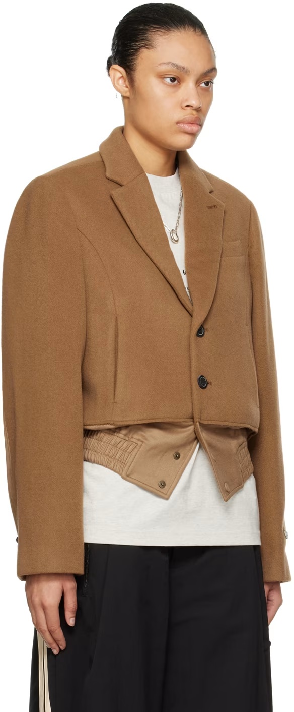 Ader Error Splicing Single-breasted Blazer In Brown