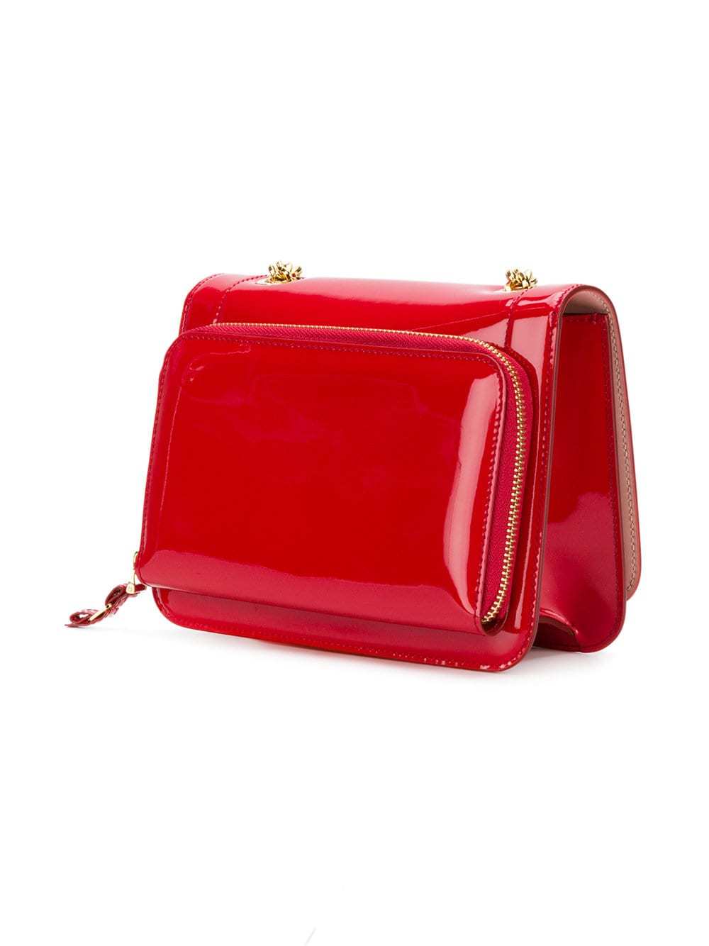 Ferragamo Bright Red Lacquered Leather Flip Vara Shoulder Bag In Red