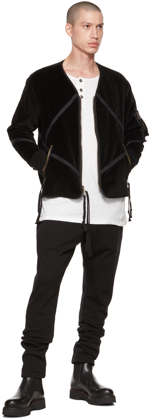 Greg Lauren Lace Up Sweatpants In Black