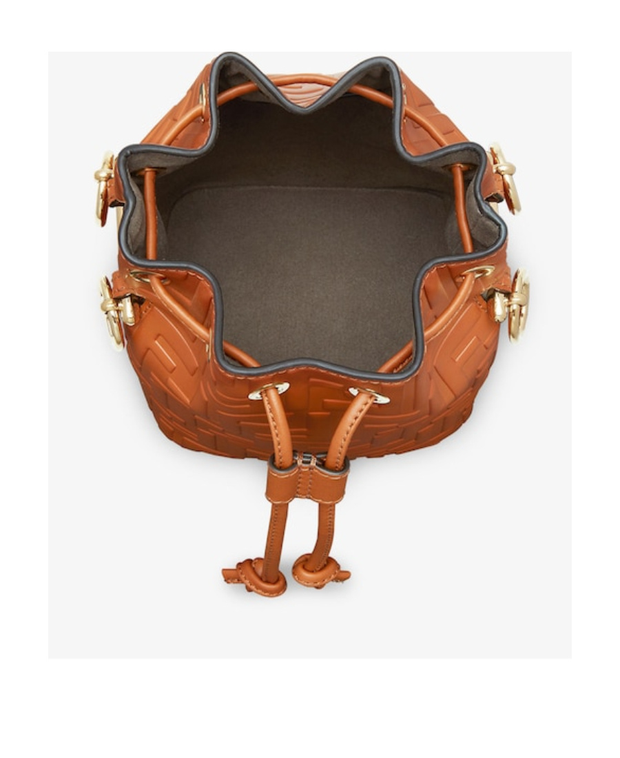 Fendi Mon Tresor Mini Leather Bucket Bag In Brown