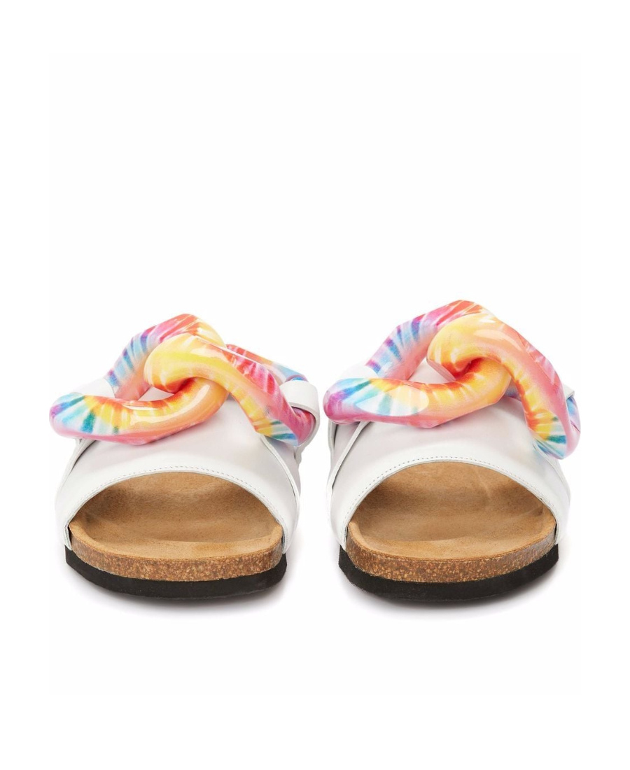Jw Anderson Chain-embellished Leather Slides In White