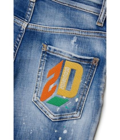 Dsquared2 Logo-embroidered Straight-leg Jeans In Blue