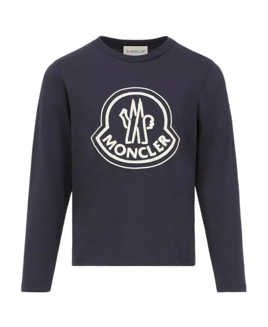 Moncler Logo-embroidered Cotton T-shirt In Blue