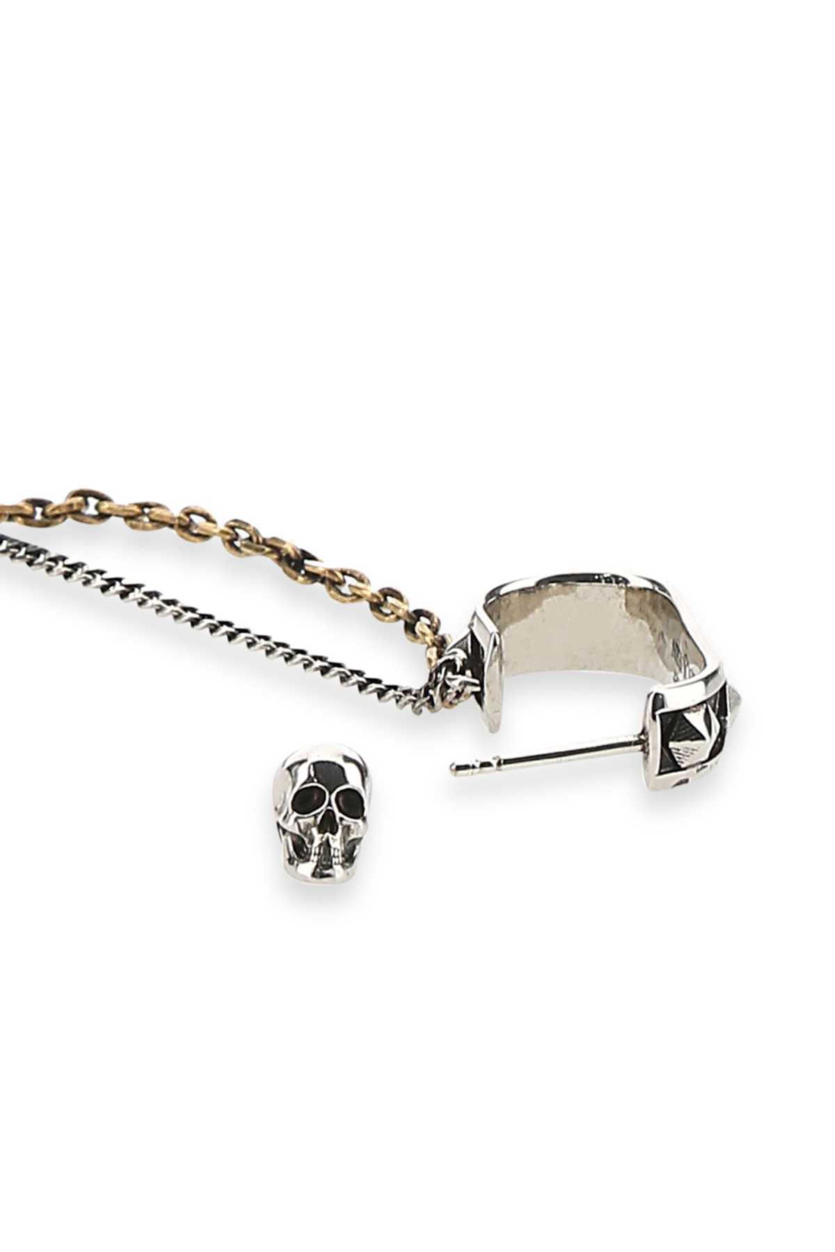 Alexander Mcqueen Skull Chain-detail Drop Earring In White