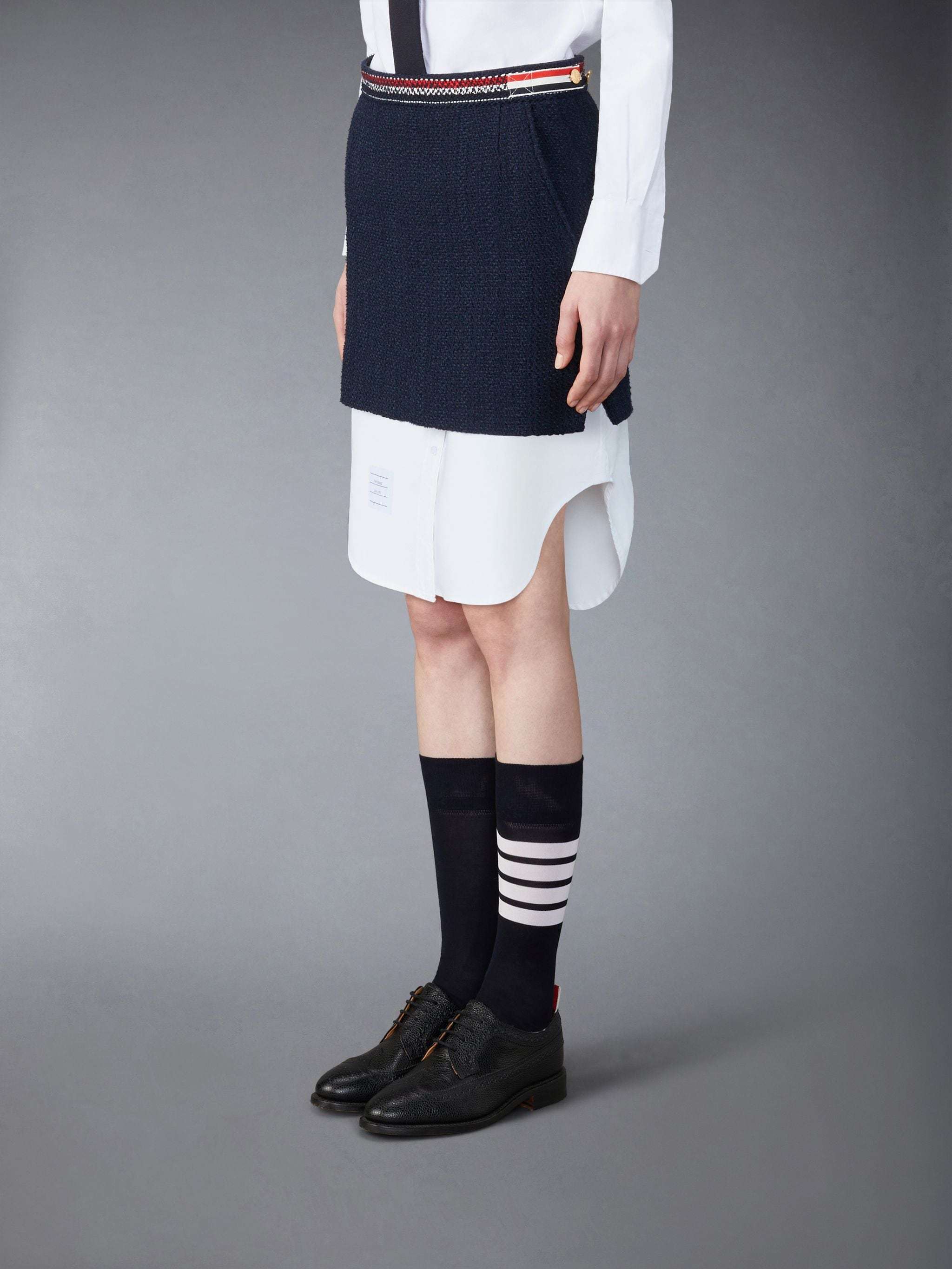 Thom Browne Thigh Length Side Tab Skirt In Black