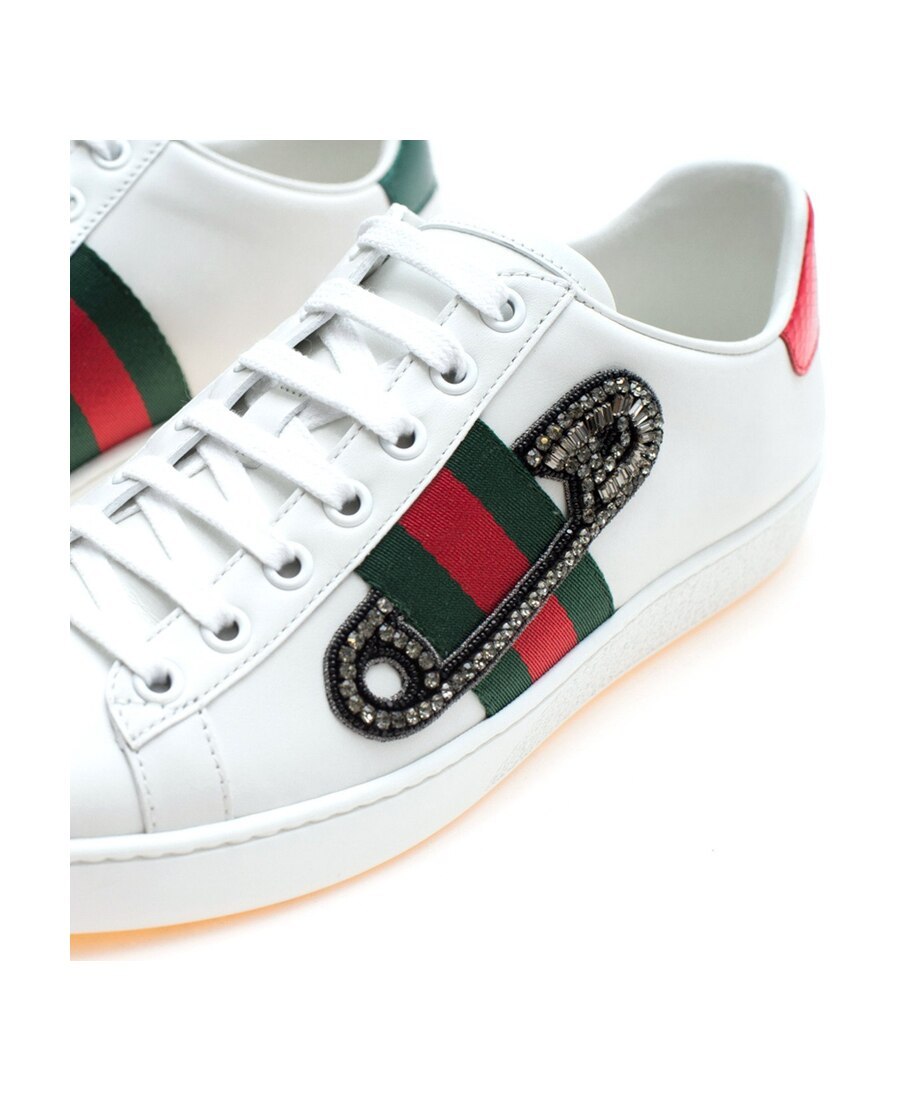 Gucci Safety Pin Casual Sports Shoes In White