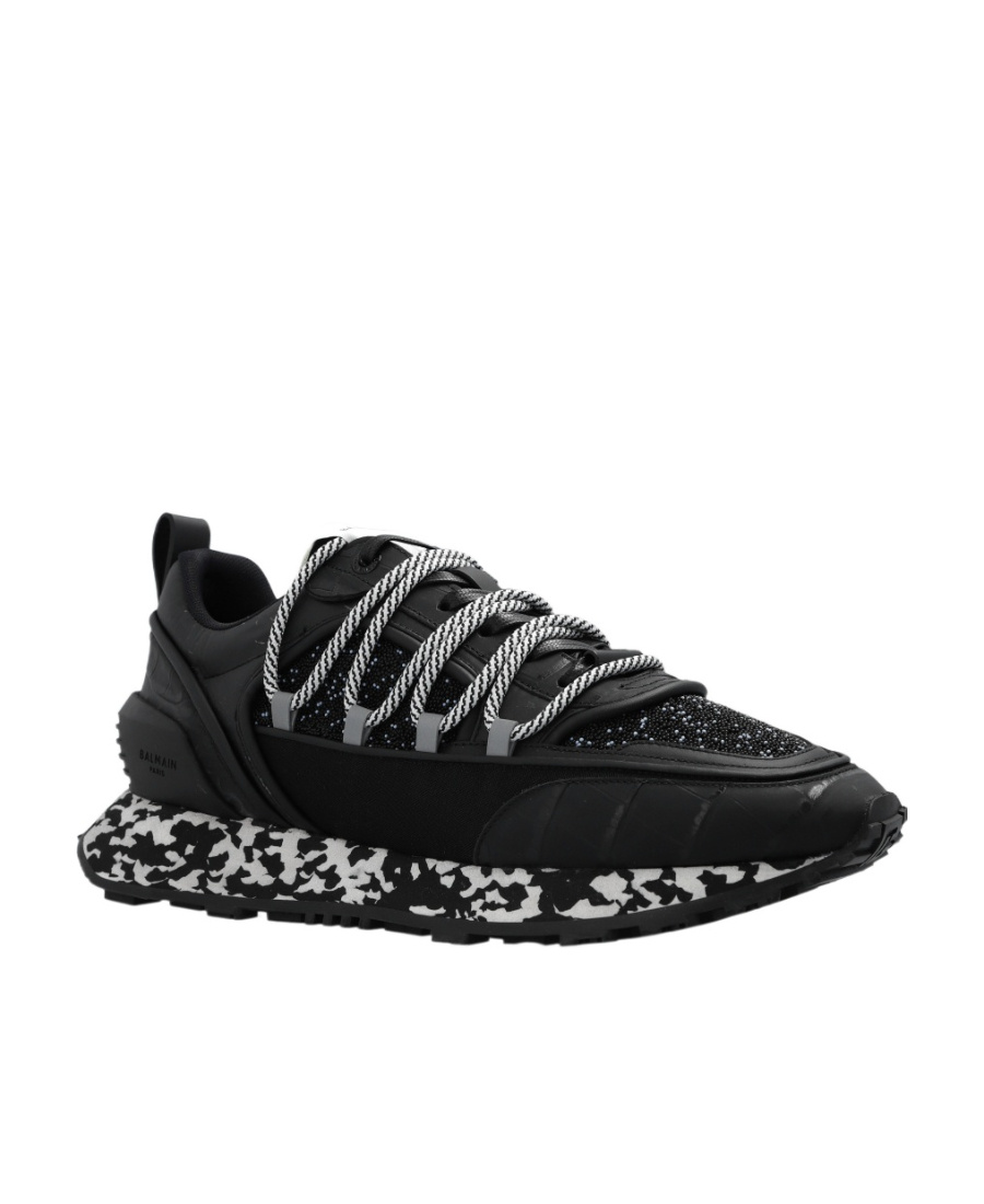 Balmain Bead-embellished Low-top Sneakers In Black