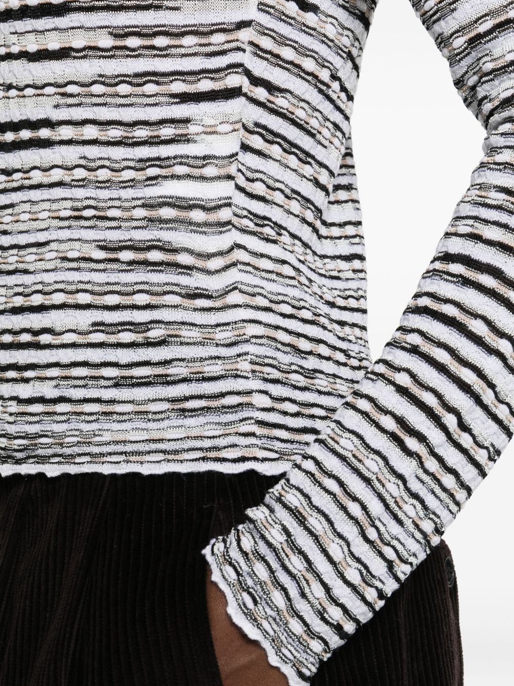 Missoni Striped Lightweight Crew Neck Knit Sweater In Blue