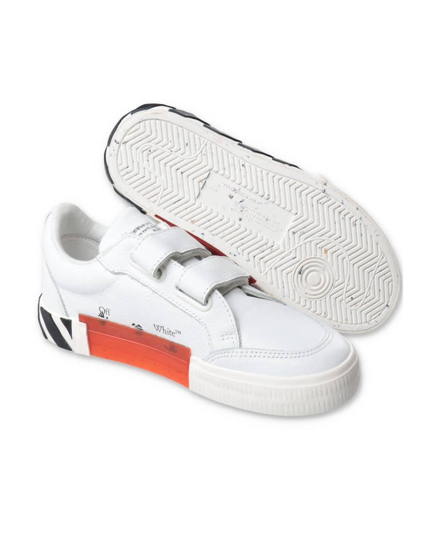 Off-white Off White Sneakers Bianche In Pelle Di Vitello Bambino In Red
