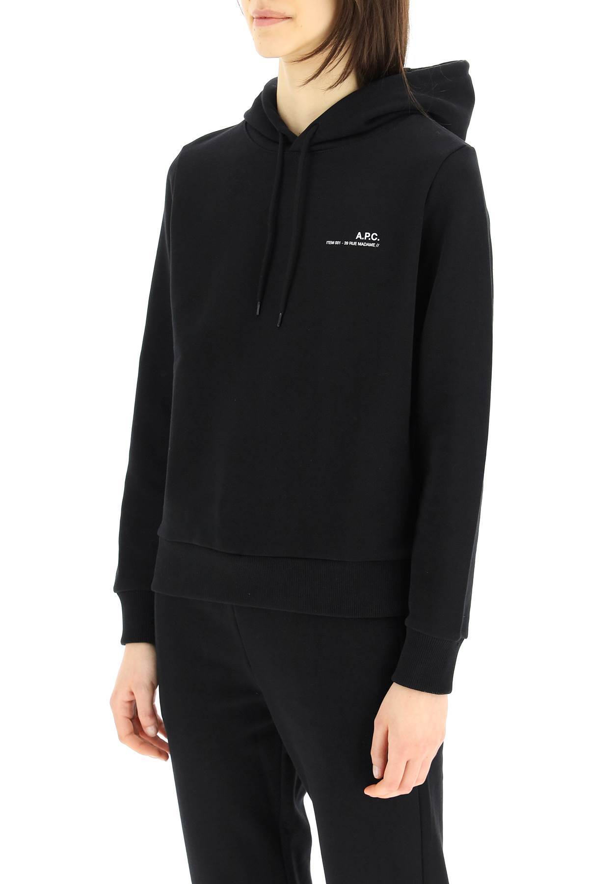 Apc Logo-print Long-sleeved Hoodie In Black