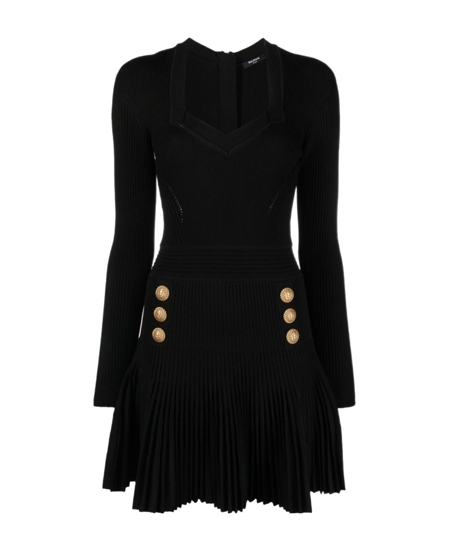 Balmain Viscose-blend Knit Mini Dress In Black