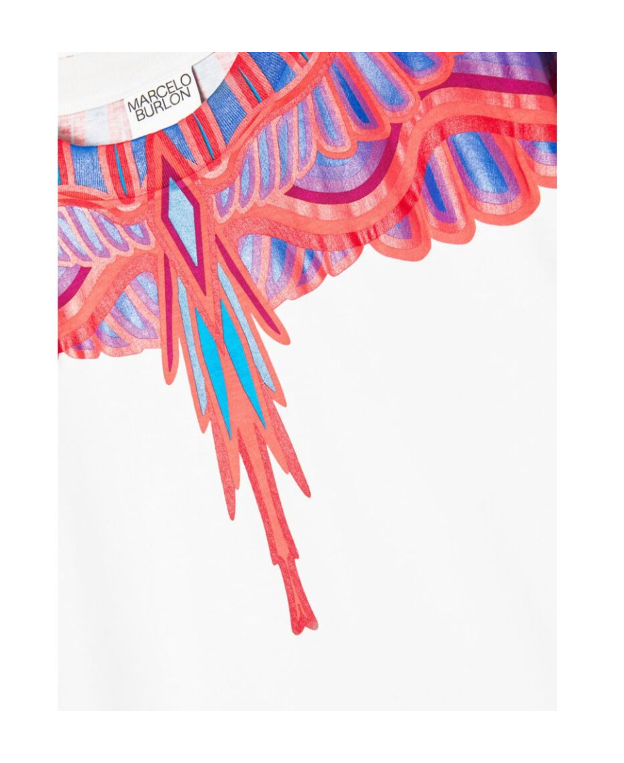 Marcelo Burlon County Of Milan Curves Wings Regular T-shirt White Red In Red