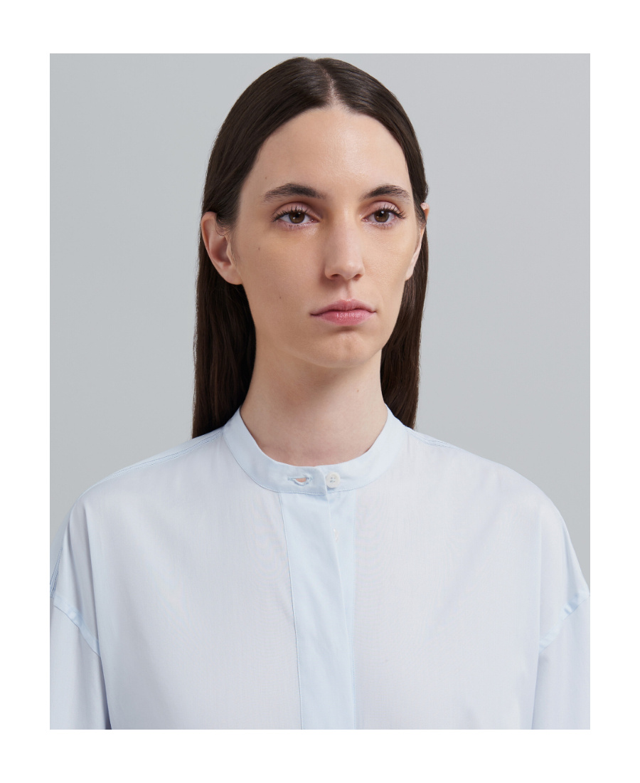 Marni Drawstring Poplin Midi Shirtdress In Blue