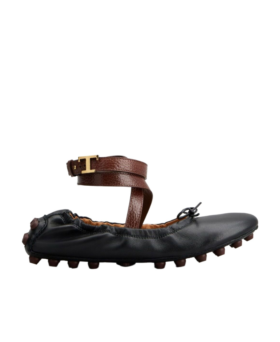 Tod's Gommino Leather Ballerina Shoes In Black