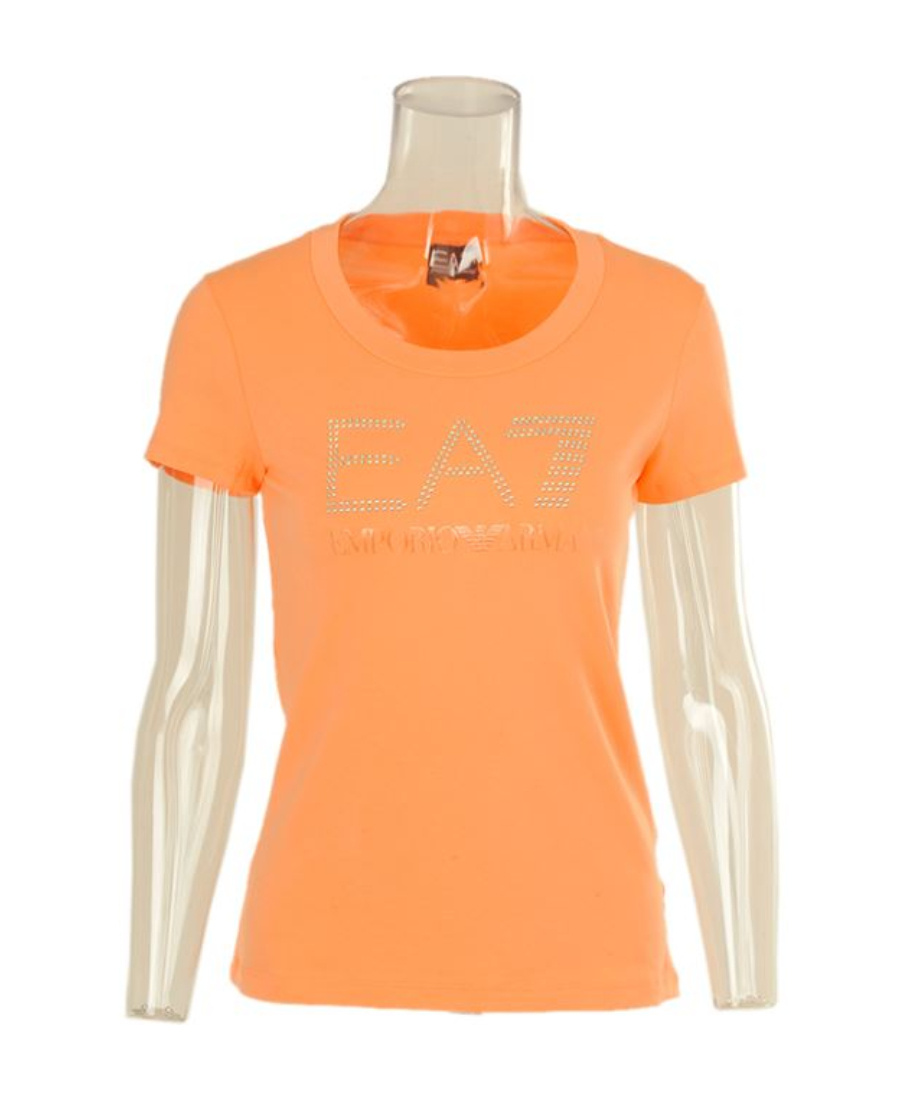 Ea7 T-shirt With Round Neck And Short Sleeves In Orange