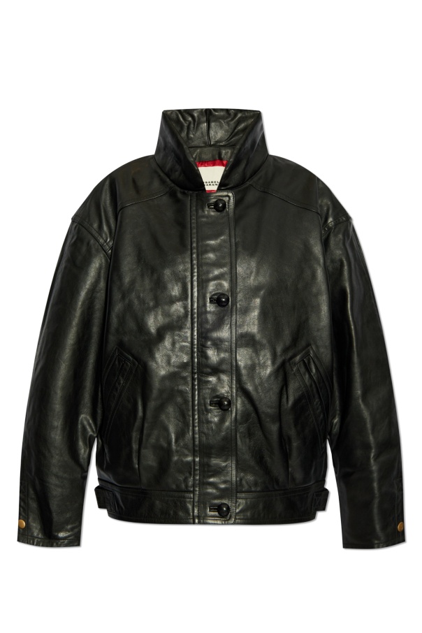 Isabel Marant Long-sleeved Leather Jacket In Black