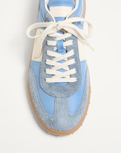 Valentino Upvillage Suede-trimmed Leather Sneakers In Nude