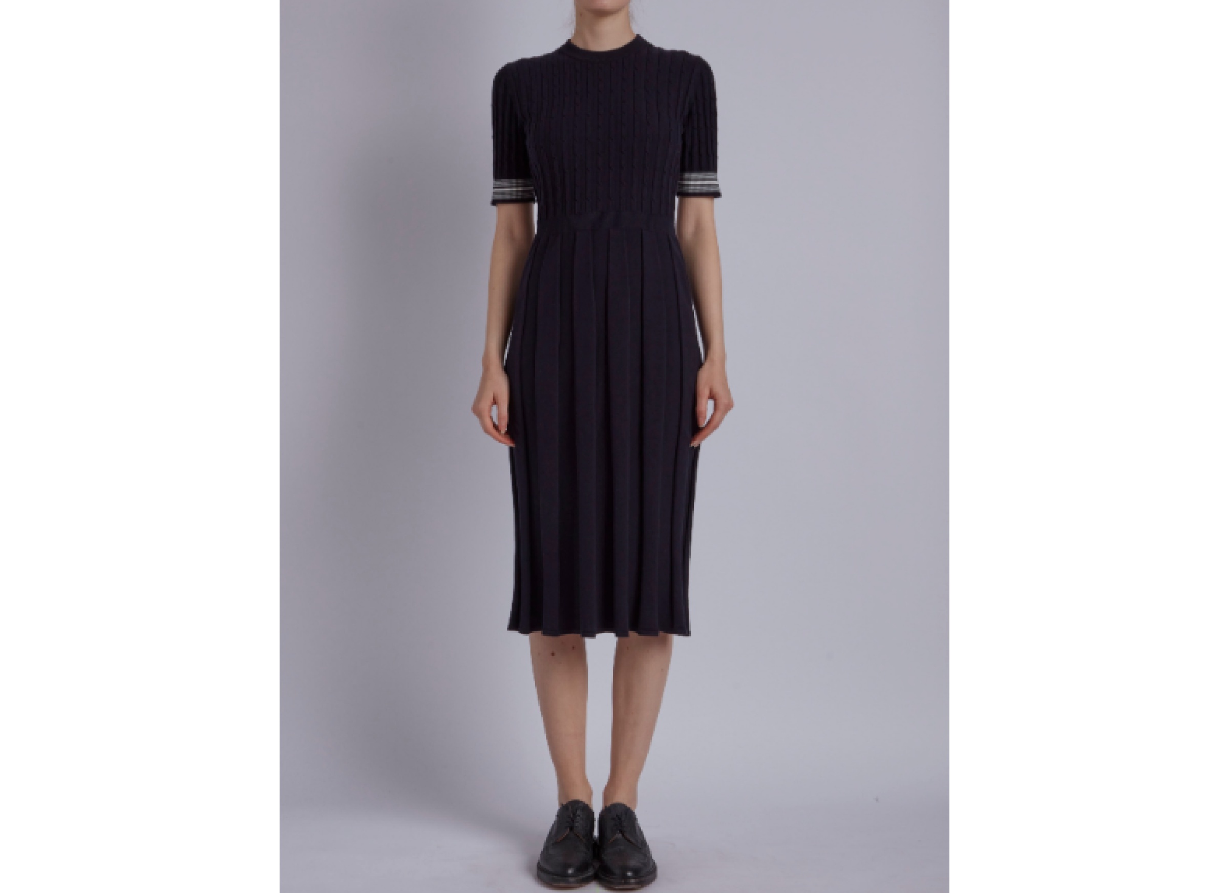 Thom Browne Cable-knit Cotton Midi Dress In Black