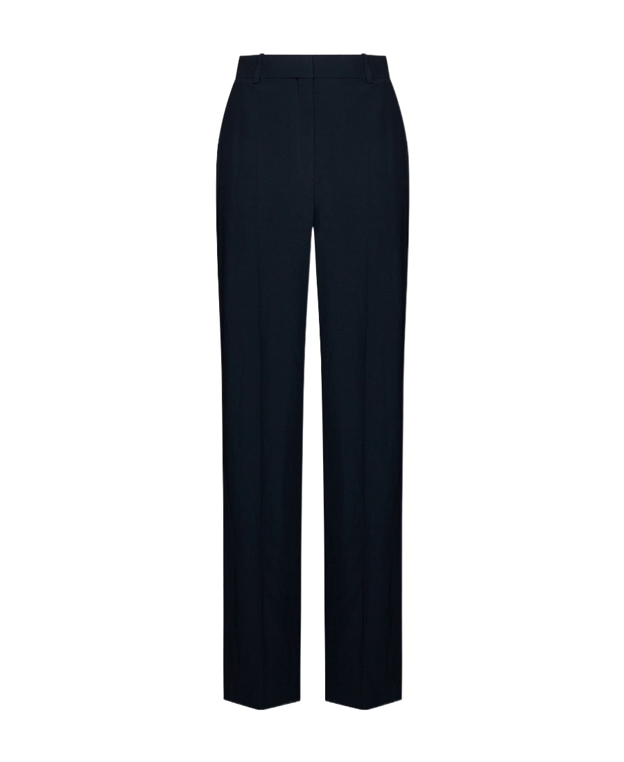 Alexander Mcqueen Navy Blue Wool Pants In Black