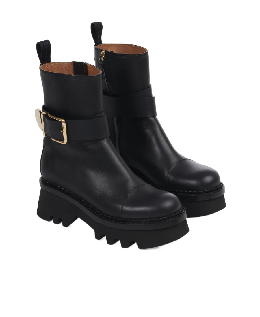 Shop Chloé Owena 50mm Ankle Boots In Black