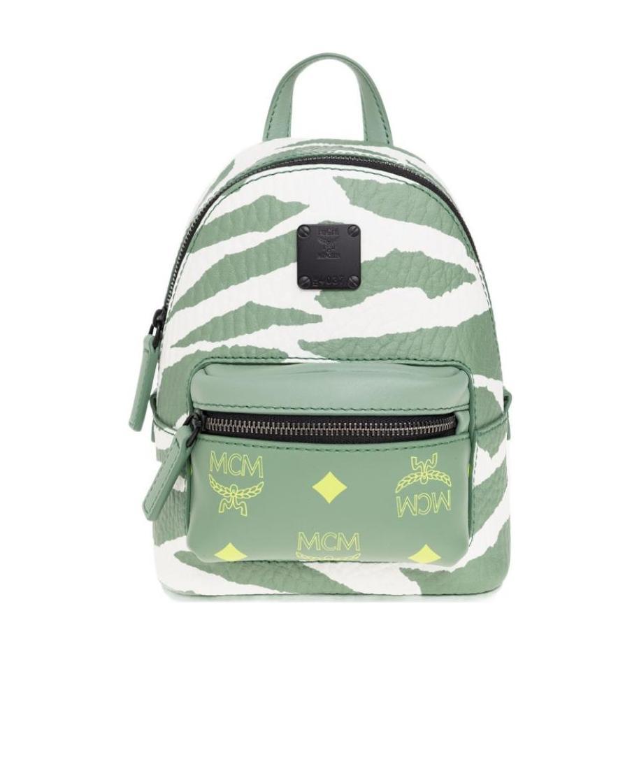 Mcm Animal Printed Logo Patch Detailed Backpack In Green