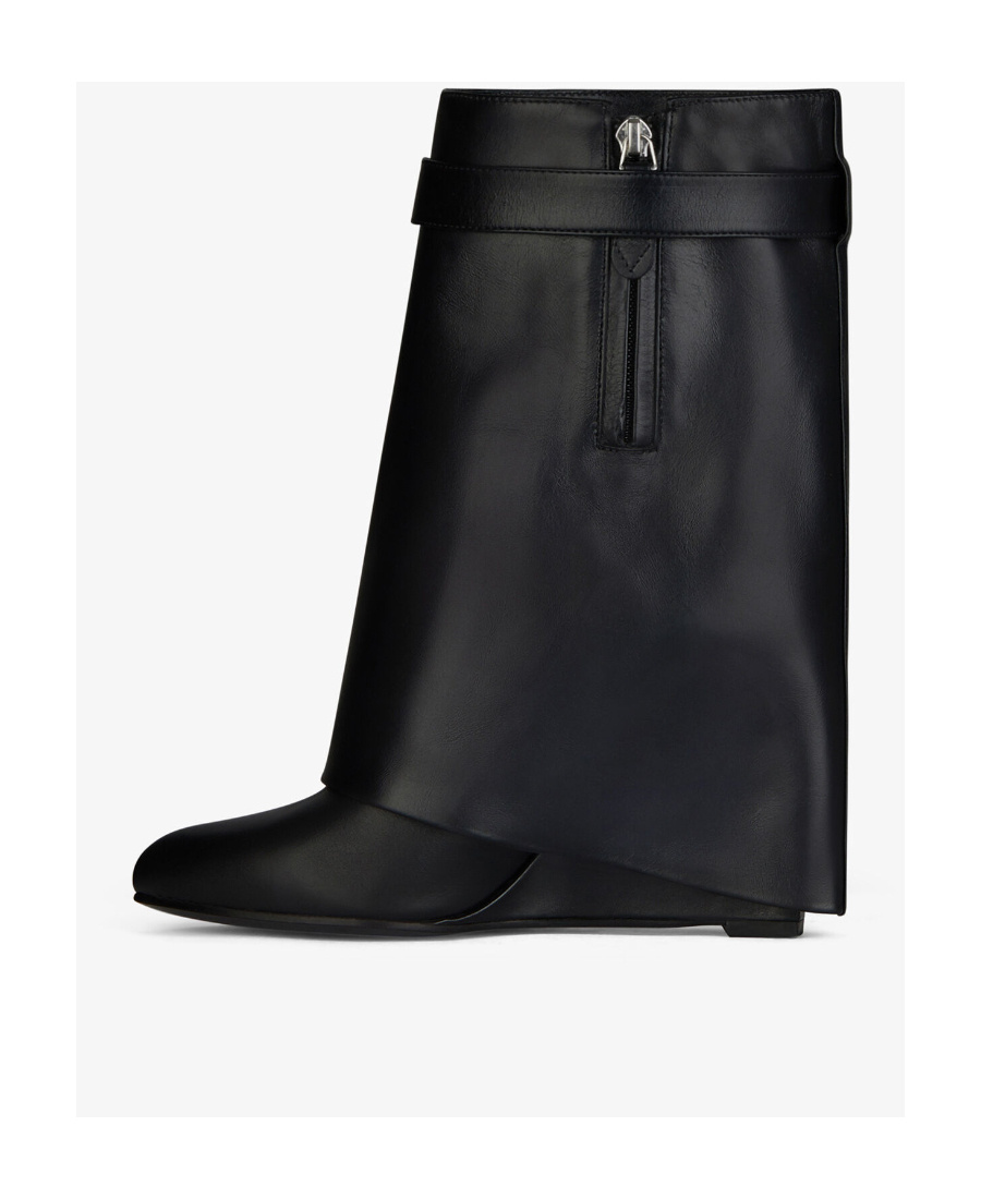 Givenchy Shark Lock 90 Leather Ankle Boots Shoes In Black