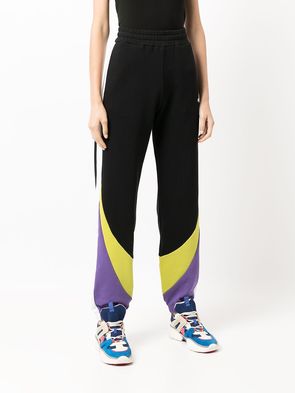 Msgm Colour-block Track Pants In Black