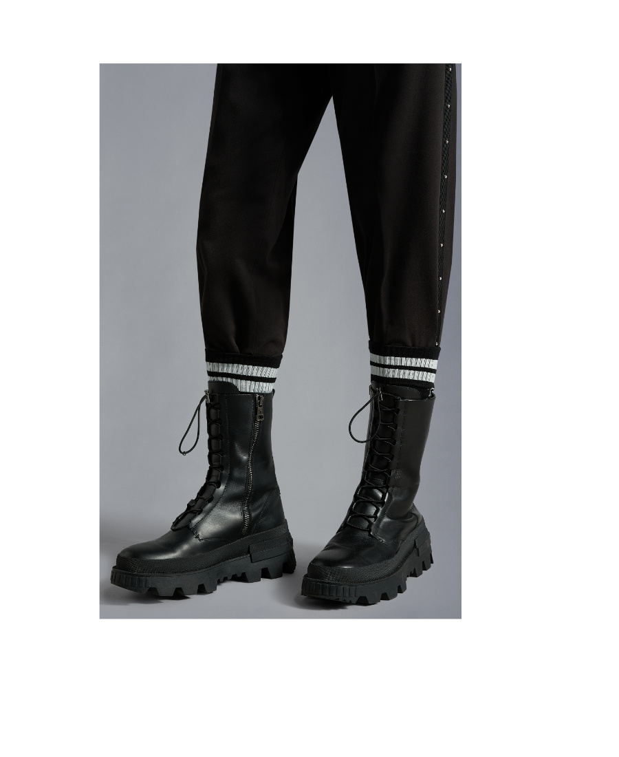 Moncler Lace-up Combat Boots In Black