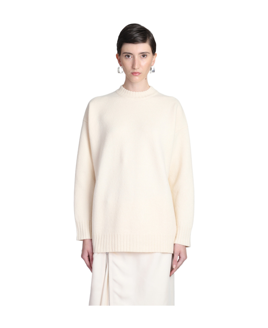 Jil Sander Long-sleeve Crew-neck Wool Jumper In White