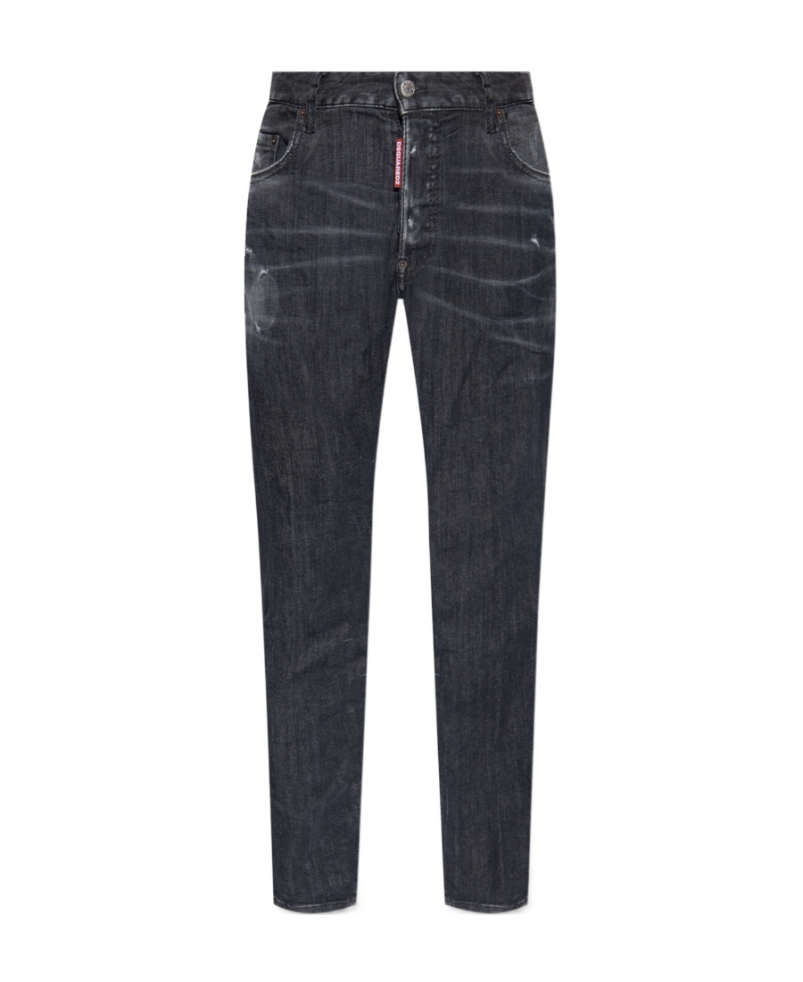 Dsquared2 Tidy Biker Mid-rise Logo-patch Skinny Jeans In Black