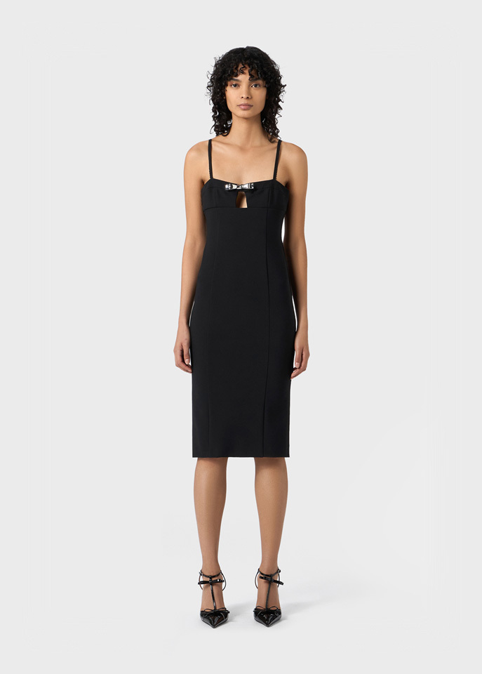 Blumarine Bow-embellished Midi Dress In Black