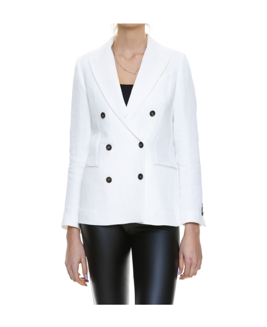 Brunello Cucinelli Double-breasted Button Jacket In White